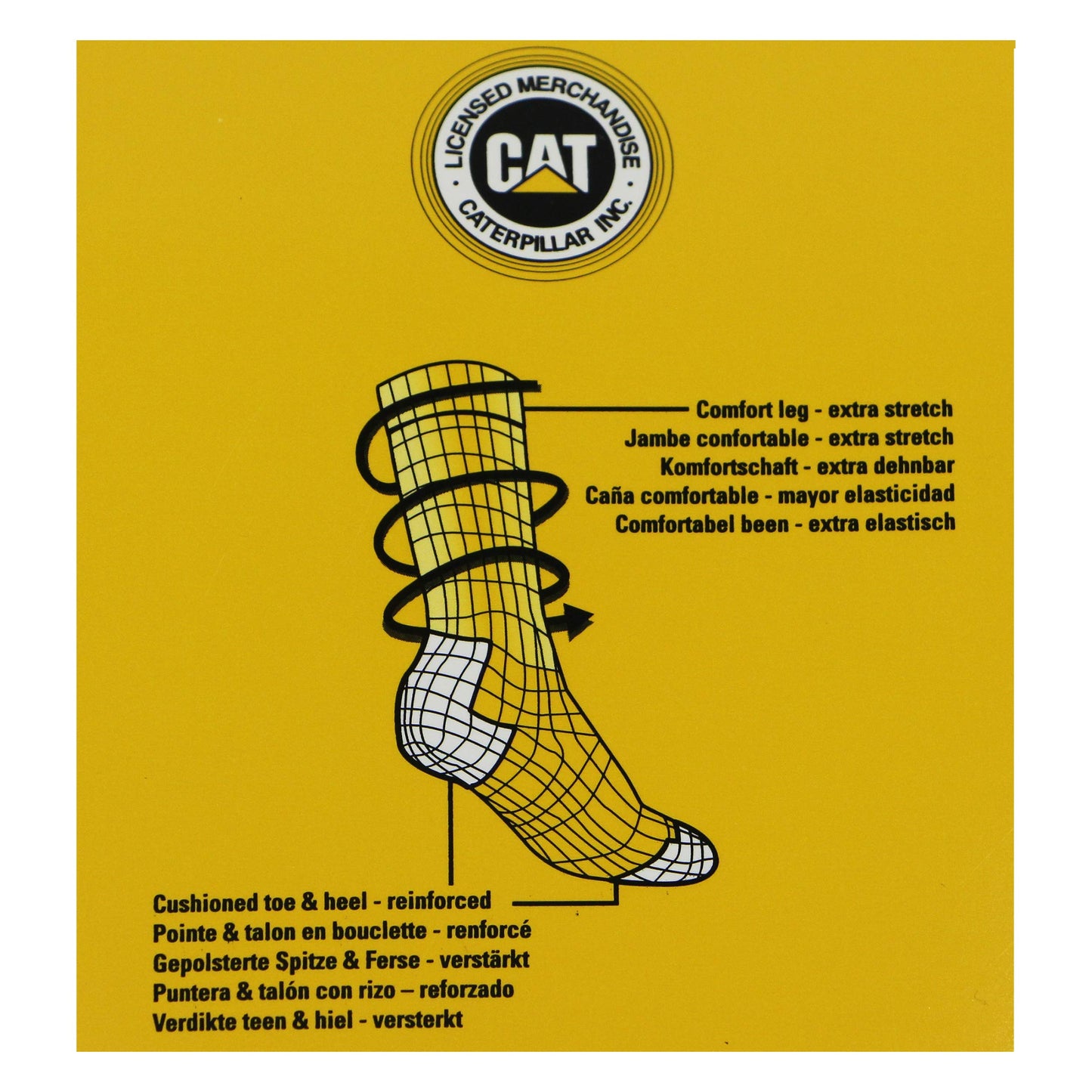 Caterpillar Boot Socks 6 Pairs of stretch cotton socks, reinforced toe and heel