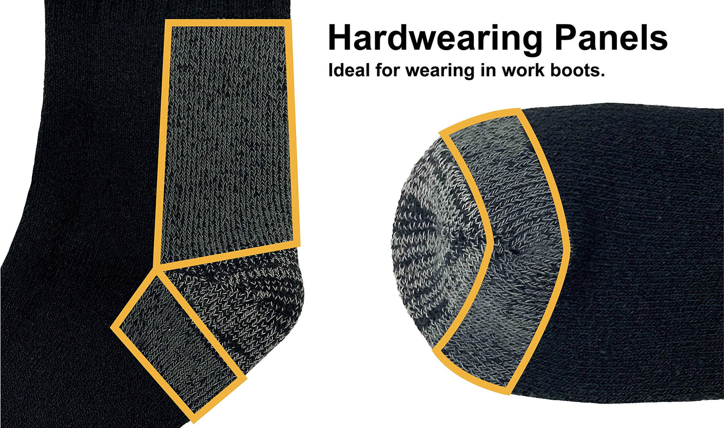 JCB Socks - Workwear Apparel Socks men's - Men's Socks - Work Socks with Added Elastane - Socks Men's - 3 Pack - Socks Multipack - Black Socks - UK 6-11, EUR 39-46