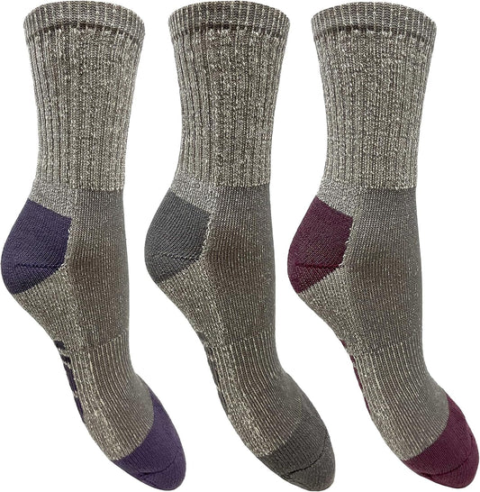 JCB - Ladies Casual Boot Socks - 3 Pack - Assorted - UK 4-8, EUR 37-41 - Walking Boot Socks