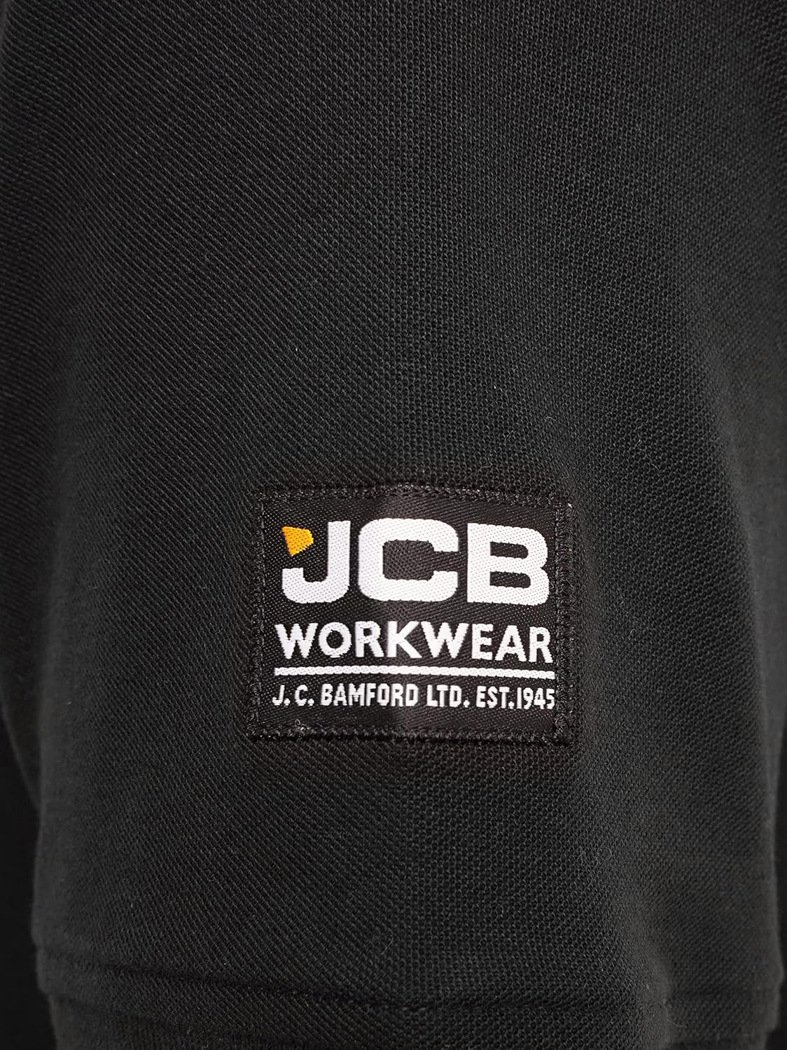 JCB Workwear - Trade Work Polo Shirt - Mens Shirt for Work Accents - Zipped Phone Pocket - 100% Cotton Shirt - Black - Size 3XL