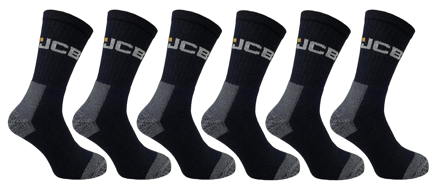 JCB Socks - Workwear Apparel Socks men's - Men's Socks - Work Socks with Added Elastane - Socks Men's - 3 Pack - Socks Multipack - Black Socks - UK 6-11, EUR 39-46