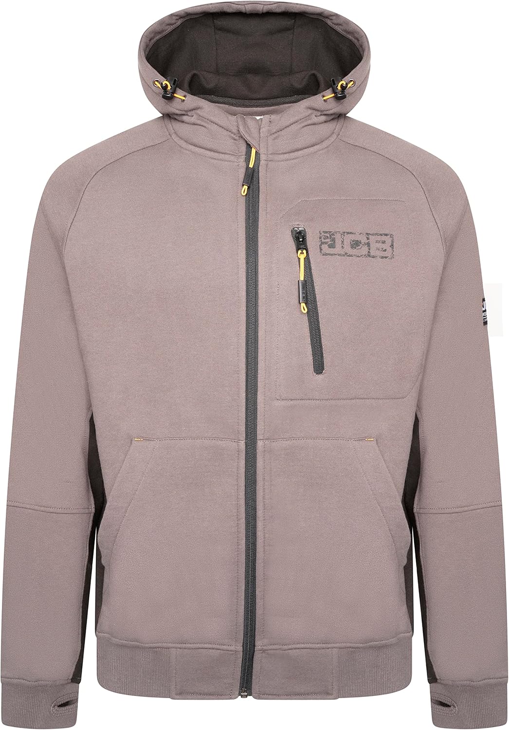 JCB - Trade Work Hoodie, XXX-Large - Made with 80% Cotton & 20% Polyester - Hoodies for Men Branding Details - Mens Clothes - Cordura Fabric Elbow Patches - 320gsm - Grey