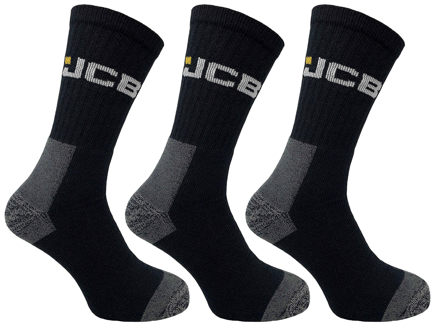 JCB Socks - Workwear Apparel Socks men's - Men's Socks - Work Socks with Added Elastane - Socks Men's - 3 Pack - Socks Multipack - Black Socks - UK 6-11, EUR 39-46