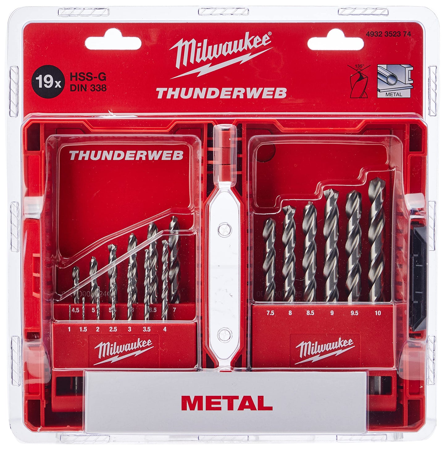 Milwaukee 4932352374 Drill, Set 19 Piece 1-10mm