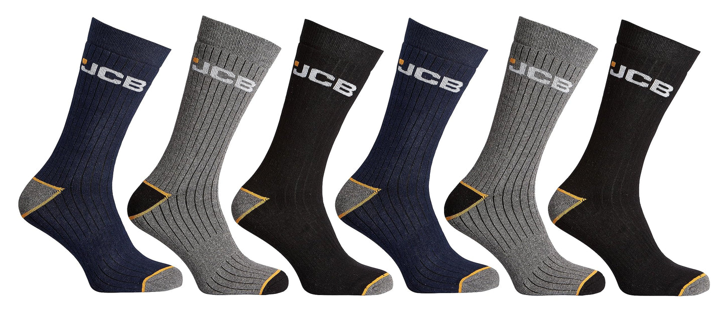 JCB Socks - Outdoor Activity Socks Men's - Boot socks - Men's Work Socks - 3 Pack - UK 6-8.5