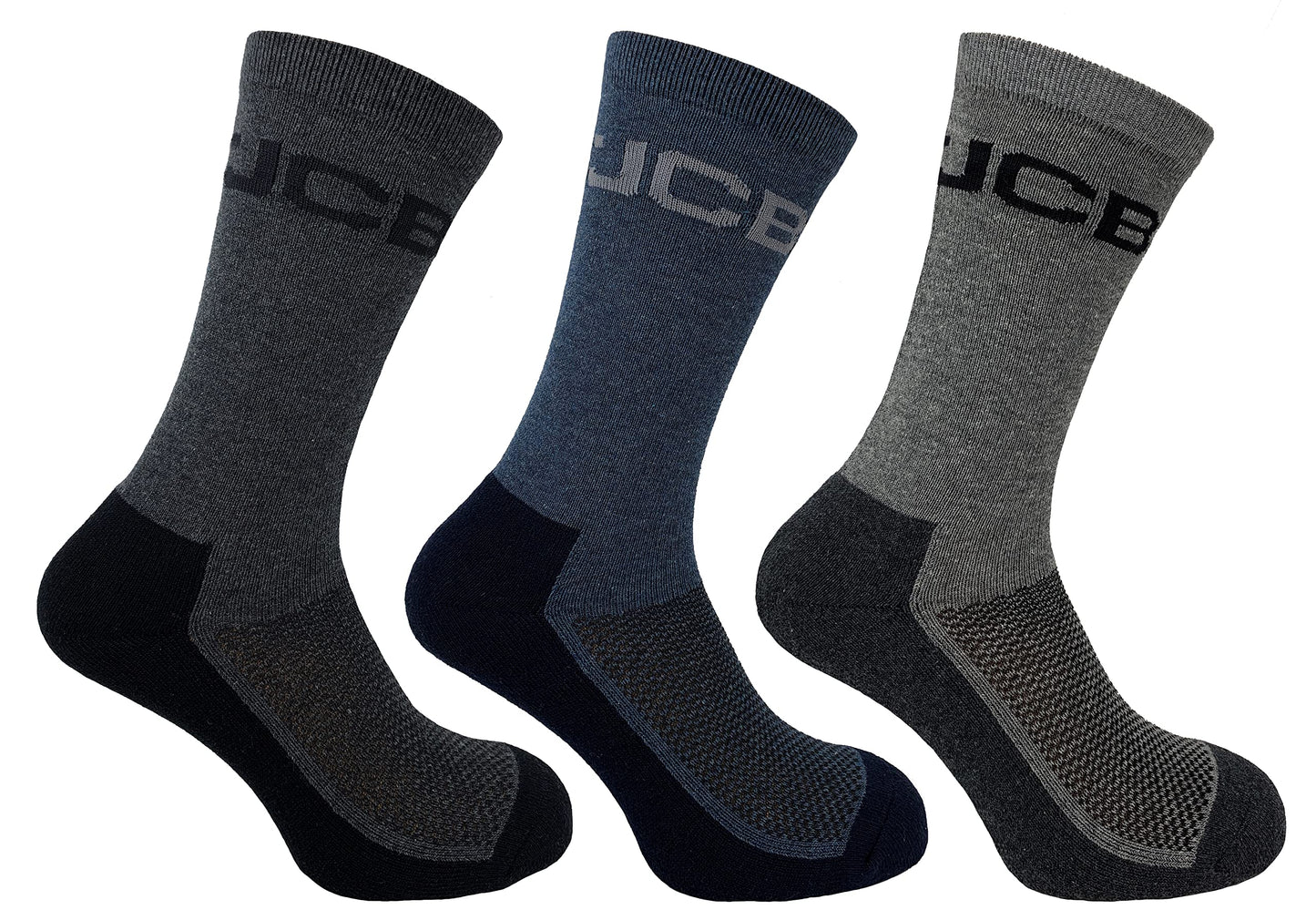 JCB Socks - Workwear Apparel Socks men's - Men's Socks - Work Socks with Added Elastane - Socks Men's - 3 Pack - Socks Multipack - Black Socks - UK 6-11, EUR 39-46