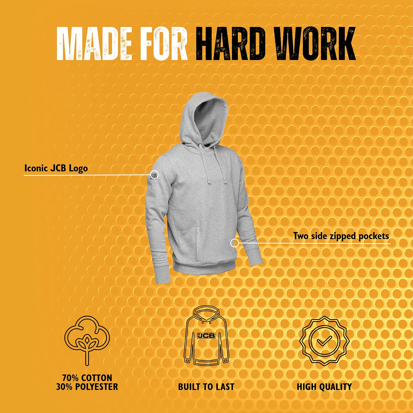 JCB Workwear D+AH Essential Marl Hoodie