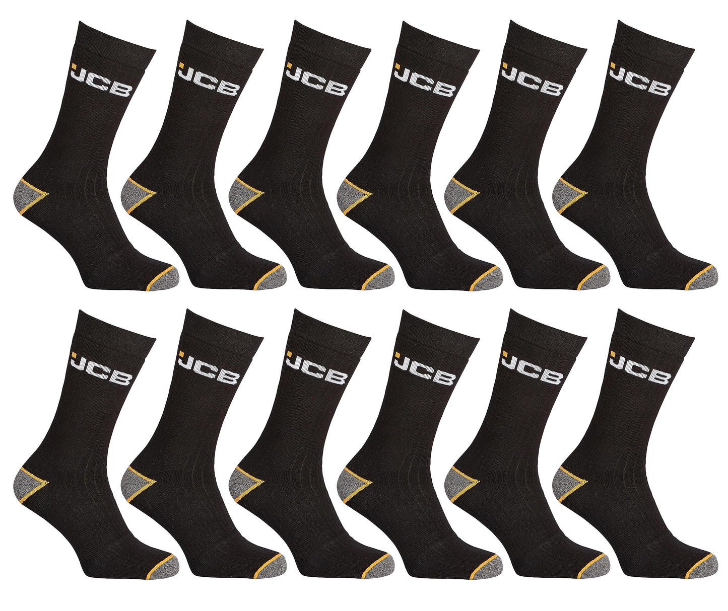 JCB Socks - Outdoor Activity Socks Men's - Boot socks - Men's Work Socks - 3 Pack - UK 6-8.5