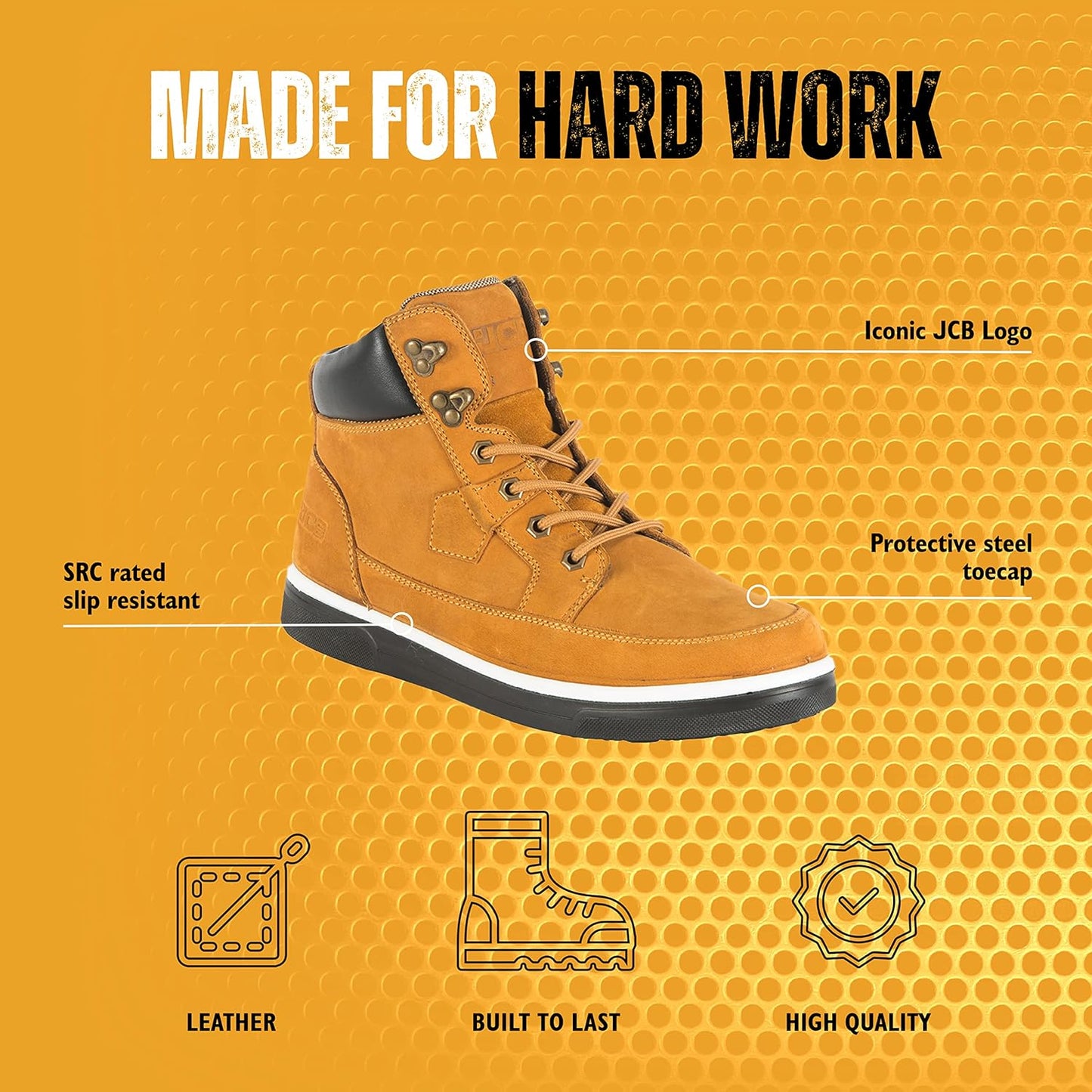 JCB - Nubuck Hiker Boot - Safety Boots - Waterproof - Slip Resistant - Boots for Men - Work Boots - Men's Work & Utility Footwear