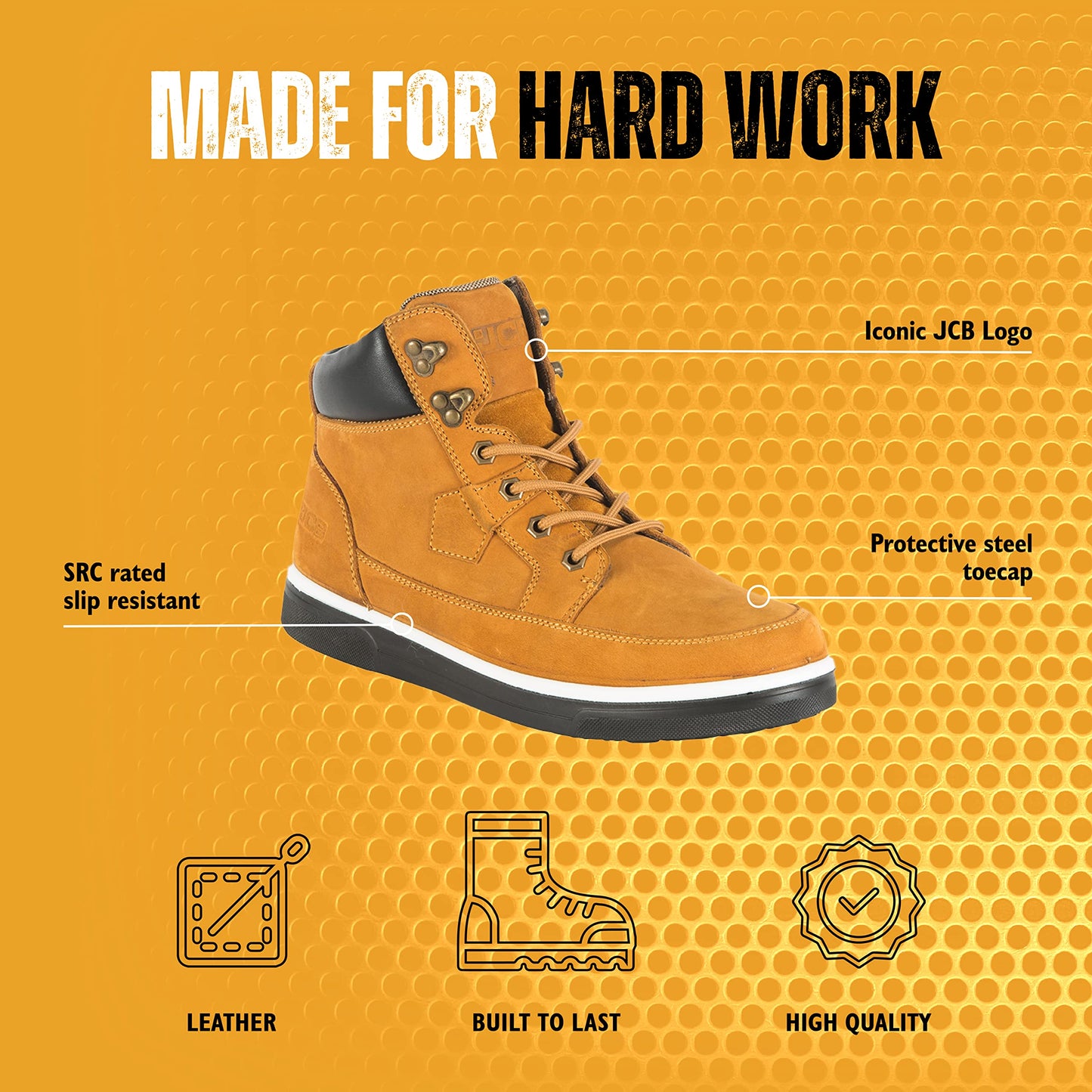 JCB - Nubuck Hiker Boot - Safety Boots - Waterproof - Slip Resistant - Boots for Men - Work Boots - Men's Work & Utility Footwear