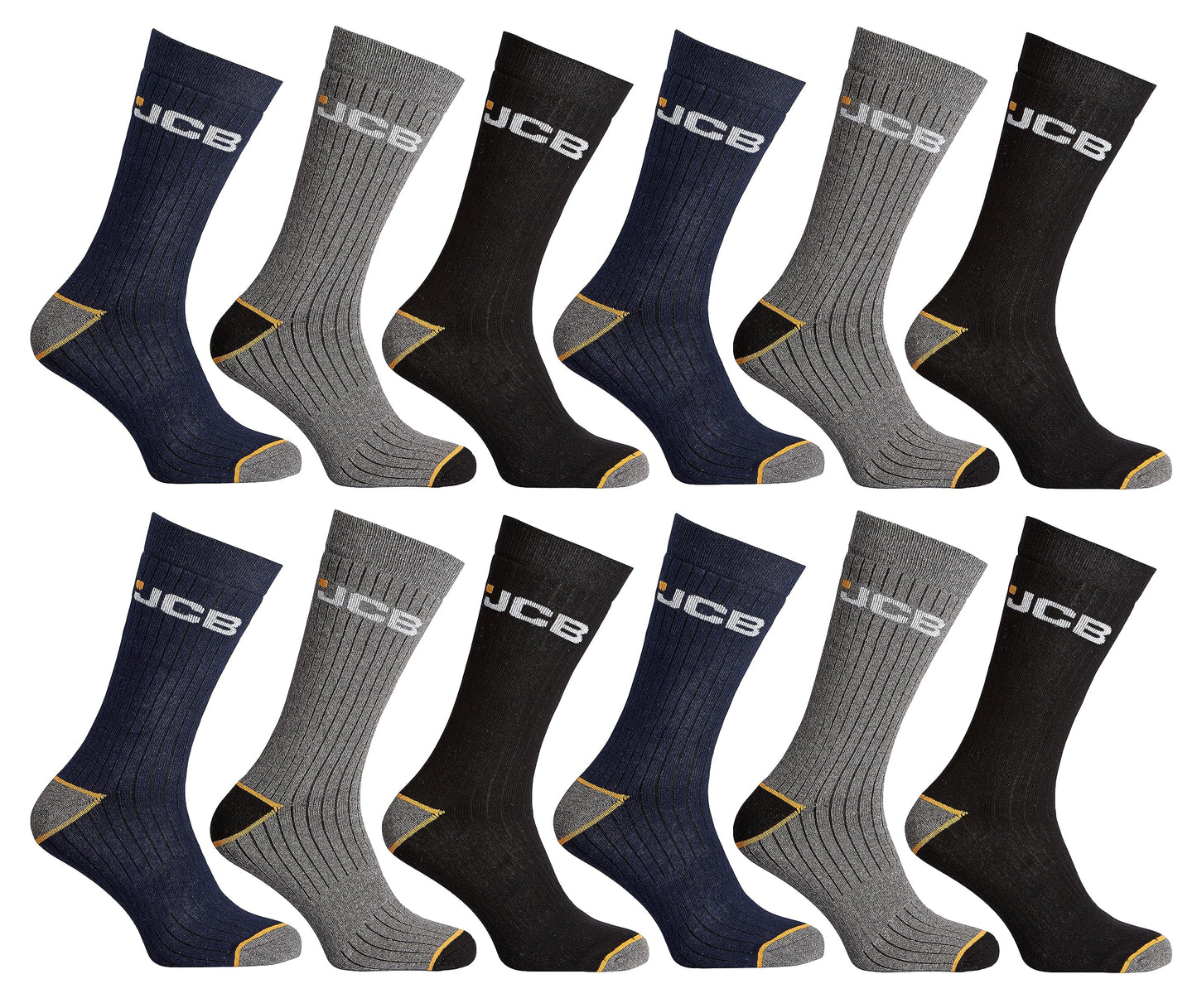 JCB Socks - Outdoor Activity Socks Men's - Boot socks - Men's Work Socks - 3 Pack - UK 6-8.5