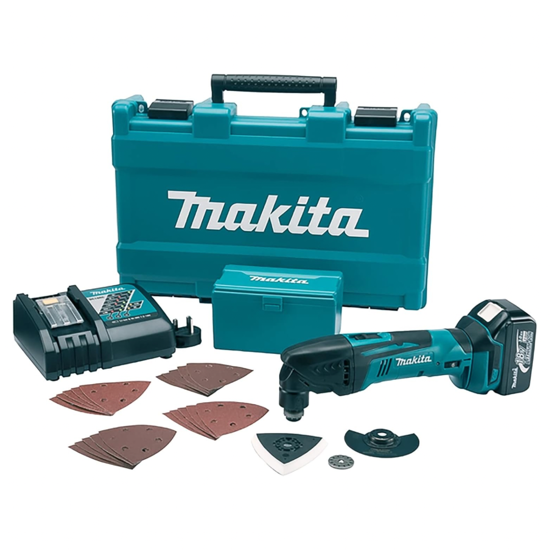 Makita DTM50RT1J3 18V Li-ion LXT Multi Tool Complete with 1 x 5.0 Ah Battery, Charger and Accessories Supplied in a Makpac Case