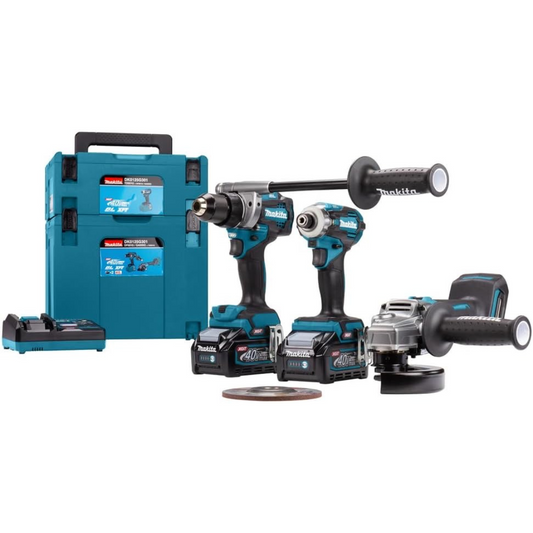 MAKITA DK0125G301 Set of 3 Tools (DF001G + GA005G + TD001G) 40 V + 2 x 4Ah Batteries + Charger + Case MAKPAC