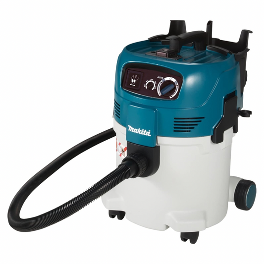 Makita VC3012M 240 V M Class Dust Extractor with Power Take-Off, 30 L Blue/Black