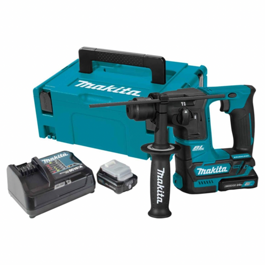 Makita HR166DSMJ 12V Max Li-Ion CXT Brushless Rotary Hammer complete with 2 x 4.0 Ah Li-Ion Batteries And Charger Supplied In A Makpac Case, Blue