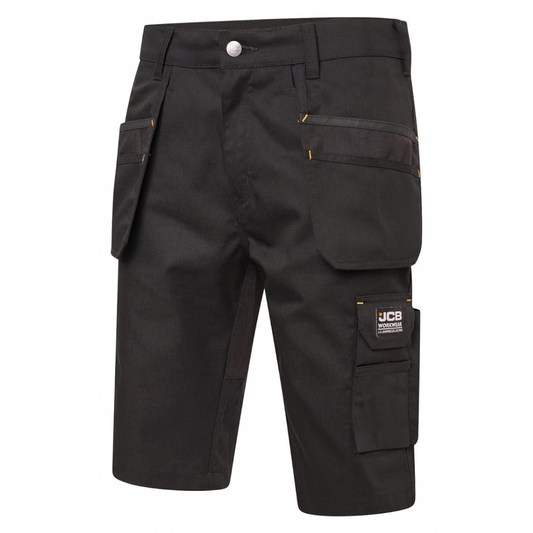 JCB - Trade Hybrid 4-Way Stretch Work Shorts - Mens Shorts Work Trousers - Cargo Shorts Men - Multiple Pockets - Holster Pockets - Black - Size: 38W