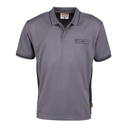 JCB - Workwear Men's Polos - Polo Shirt - Performance Polo Shirt - Grey/Black, Size XX-Large