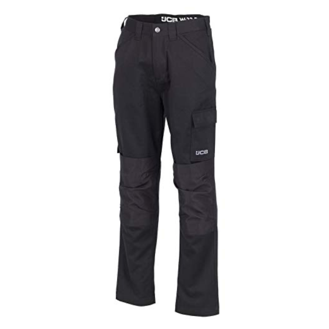 JCB - Mens Work Trousers - Cargo Trouser Men - Fits Large - Essential Workwear Trousers - Black - Size 32