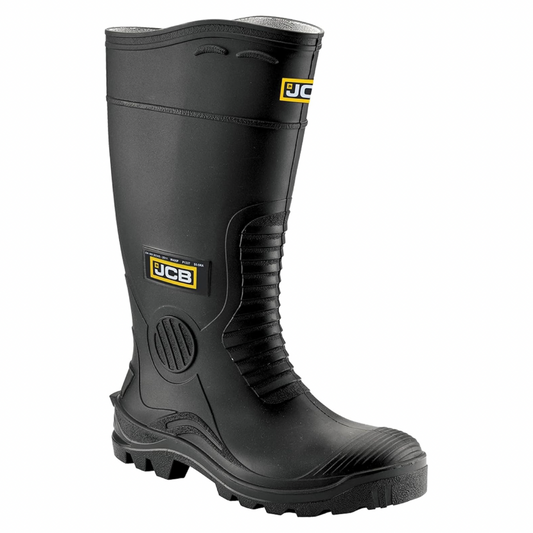 JCB - Wellington Hydromaster Boots Mens - Fits Large - Steel Toe Cap Boots - Black Shoes - Waterproof Shoes Men - Boots for Men - Wide Fit - Size 10UK, 44EU