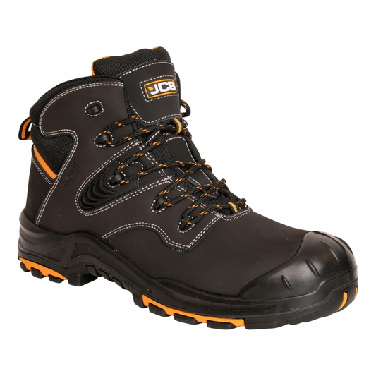 JCB - Black Action Nubuck Boot - Composite Midsole & Antistatic Properties - Safety Shoes Men Lightweight & Work Boots for Men - Size 9