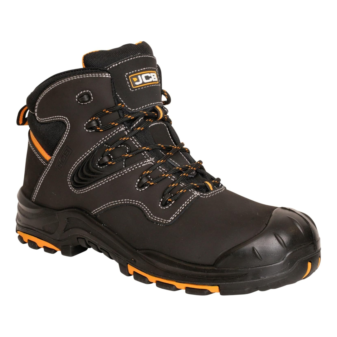 JCB - Black Action Nubuck Boot - Composite Midsole & Antistatic Properties - Safety Shoes Men Lightweight & Work Boots for Men - Size 5