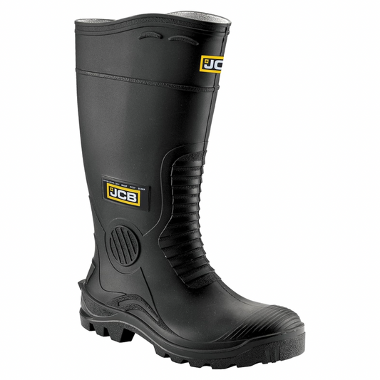 JCB - Wellington Hydromaster Boots Mens - Fits Large - Steel Toe Cap Boots - Black Shoes - Waterproof Shoes Men - Boots for Men - Wide Fit - Size 12UK, 47EU