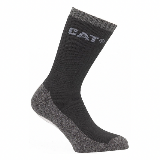 CAT Thermo Fully Cushioned Thermal Socks - 2-4-6 Pair Packs. Black/Grey