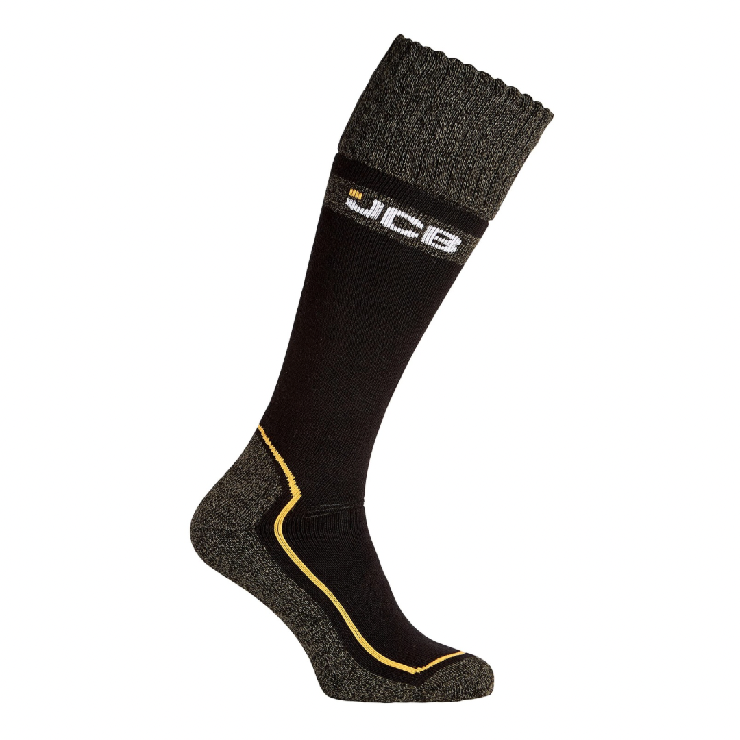 JCB Pro Tech Welly Men's Socks - Winter Warm Thick Long Socks for Wellies -Reinforced Heel & Toe - Extra Comfortable Aerobic Cuff