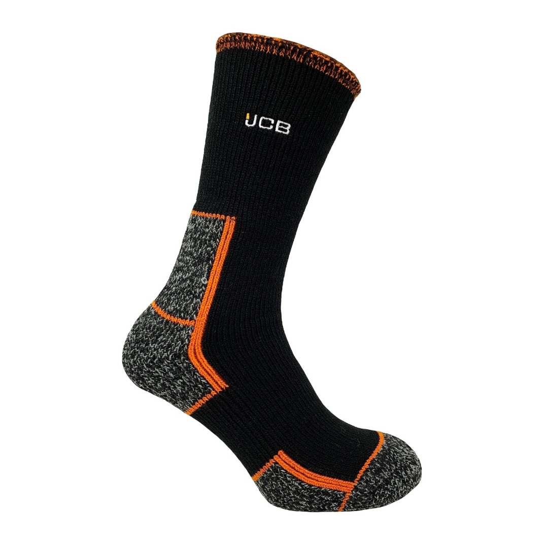 JCB - Mens Thermasock Work Sock - Midweight - Thermal Winter Warm Sock, Heat Holding Socks, Black, 1 pack, UK 6-11, EUR 39-46