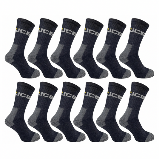 JCB Socks - Workwear Apparel Socks men's - Men's Socks - Work Socks with Added Elastane - Socks Men's - 3 Pack - Socks Multipack - Black Socks - UK 6-11, EUR 39-46