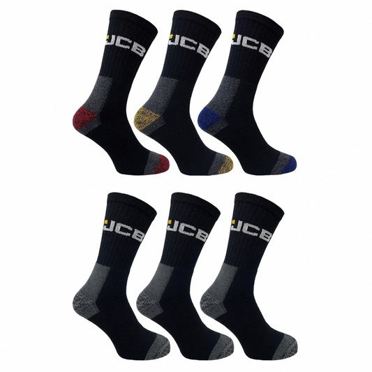 JCB - Mens Multipack Workwear Apparel Socks - Assorted Black - UK 6-11 EUR 39-46