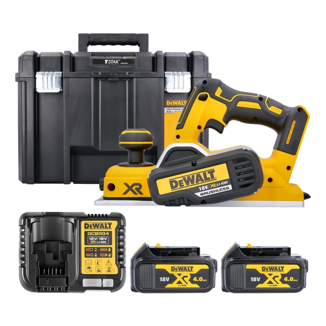 DeWalt DCP580N 18V Brushless Planer with 2 x 4.0Ah Batteries & Charger in TSTAK DWST171195 Case