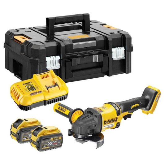 DEWALT DCG418X2 54v 125mm XR FlexVolt High Power Grinder - 2X 9.0ah Tstak Case (DEWDCG418X2)