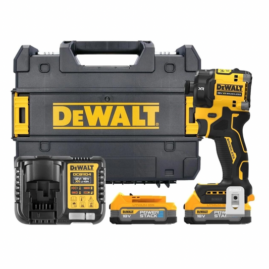 DeWalt DCF870E2T 18V XR Cordless Brushless Hydraulic Impact Driver with 2 x 1.7Ah Powerstack Batteries, Charger & TSTAK Case