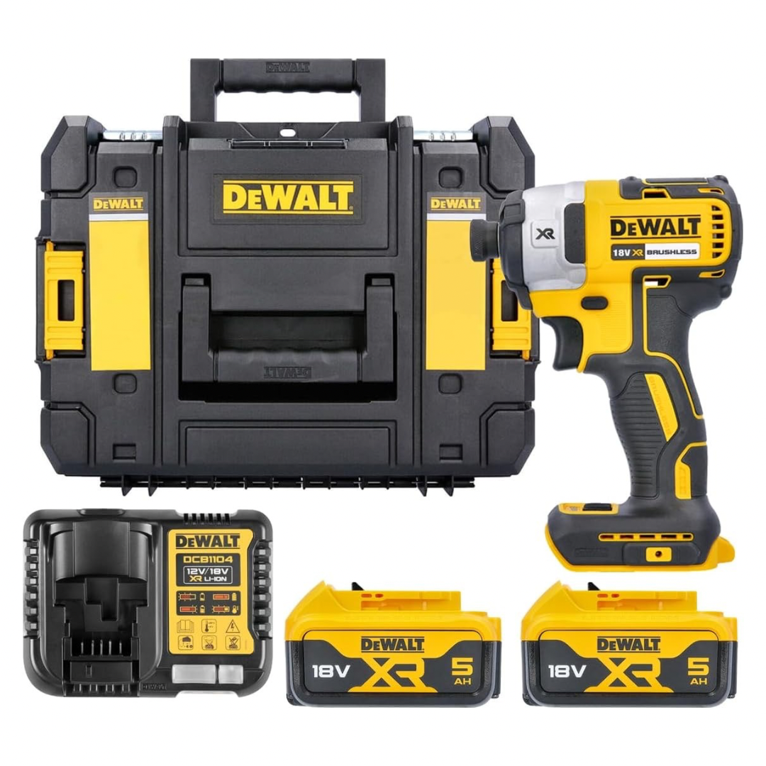 Dewalt DCF887N 18V Brushless Impact Driver with 2 x 5.0Ah Batteries & Charger in Case