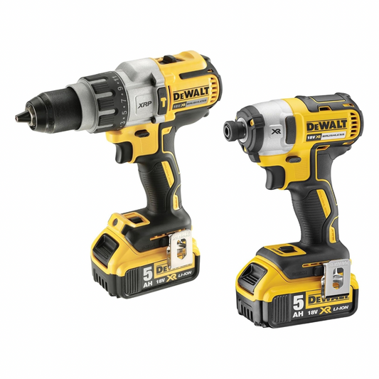 DeWalt DEWDCK276P2 Brushless Twin Pack with 2 x 5 A Li-Ion Battery, 18 V, Yellow