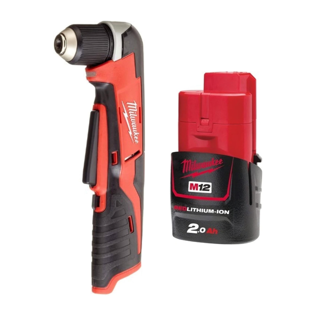 Milwaukee MILC12RAD0 Cordless Angle Drills & M12B2 2.0Ah Lithium-Ion Battery - Red